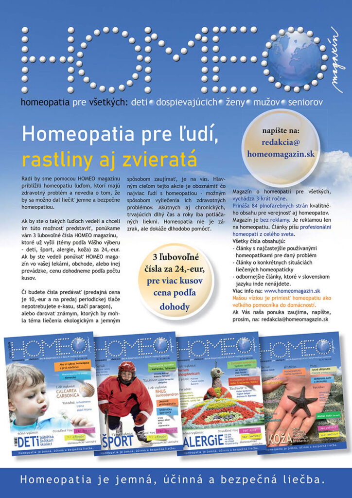 3 čísla za 24eur homeomagazín